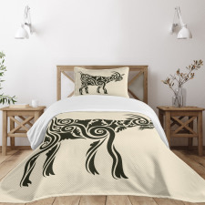 Tribal Waves Curves Tattoo Bedspread Set