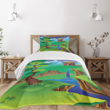 Cartoon Chinese Forest Bedspread Set