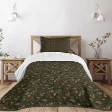 Cones Fir Needles Leaves Bedspread Set