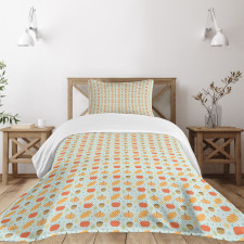 Doodle Leaf Pumpkin Apple Bedspread Set