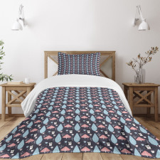 Penguins Boxes Trees Bedspread Set