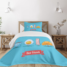 Comic Breakfast Friends Bedspread Set