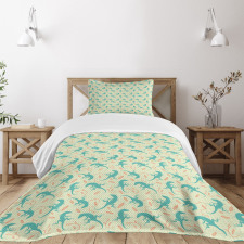 Reptiles with Leaves Bedspread Set