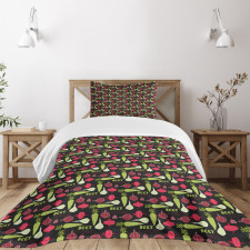 Hearts Dashed Lines Bedspread Set