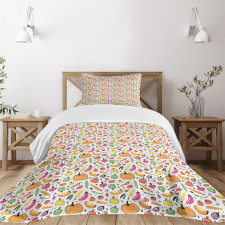 Cartoon Ingredient Bedspread Set