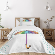 Cartoon Umbrella Rainfall Bedspread Set