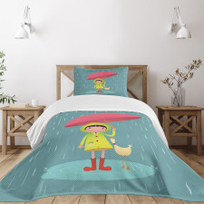 Girl with Duck Friend Bedspread Set