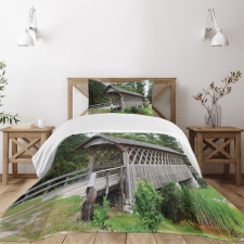 Old Wooden Bridge Print Bedspread Set