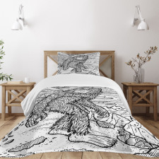 Mythical Yeti Creature Bedspread Set