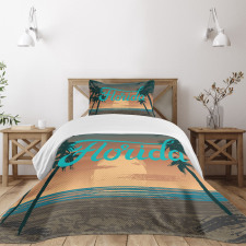 Grunge Sunset Coastline Bedspread Set