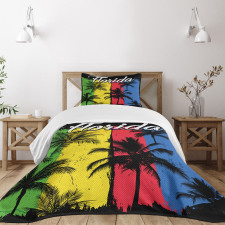 Grunge Palms Colorful Bedspread Set