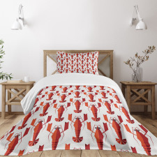 Geometric Lobsters Graphic Bedspread Set