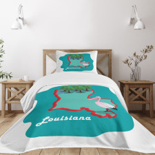 State Map with Bird Bedspread Set