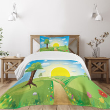 Hills Sunrise Landscape Bedspread Set