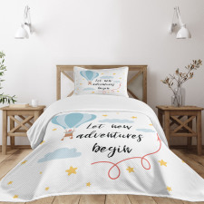 Air Balloon Sky Words Bedspread Set