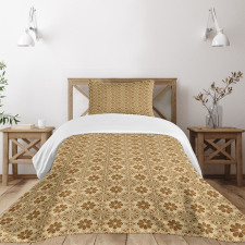 Oriental Geometric Flower Bedspread Set