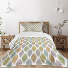 Scribbled Ogee Motifs Bedspread Set