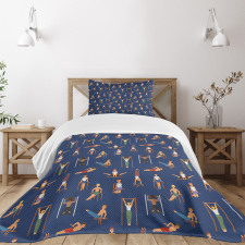 Cartoon Boys Working Bedspread Set