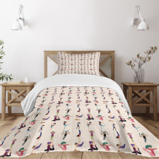 Athletics Poses Theme Bedspread Set