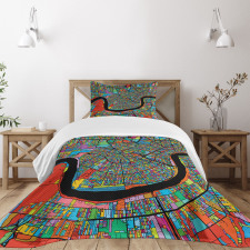 Colorful City Map Bedspread Set