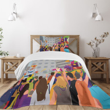 People in Festival Bedspread Set