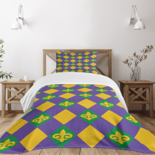 Mardi Gras Themed Bedspread Set