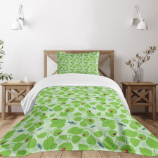 Green Nature Insects Bedspread Set