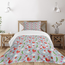 Romantic Tulip Daisy Bedspread Set