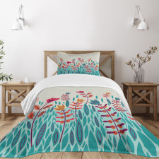 Doodle Poppy Flowers Bedspread Set