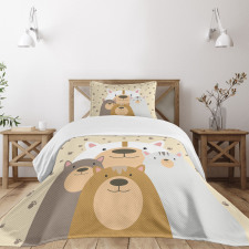 Cartoon Family Portrait Bedspread Set