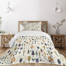 Woodland Trees Animals Bedspread Set