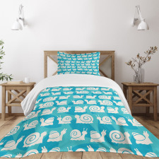 Cartoon Snails Leaves Bedspread Set