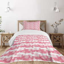 Monochrome Swirls Stripes Bedspread Set