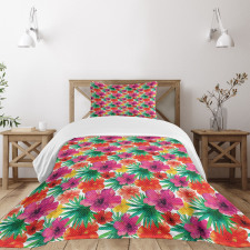 Watercolor Hibiscus Bedspread Set