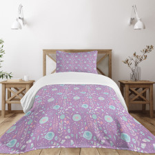 Doodle Flowers Foliage Bedspread Set