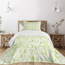 Foliage Pattern Green Shades Bedspread Set