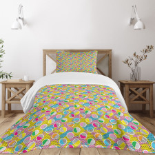 Memphis Style Circles 80s Bedspread Set