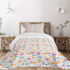 Silhouettes of Various Breeds Bedspread Set