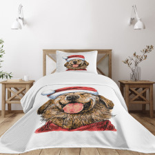 Funny Terrier Smiling Xmas Bedspread Set