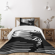 Monochrome Twister Design Bedspread Set