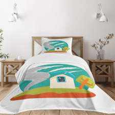 Cartoon Style Whirlwinds Bedspread Set