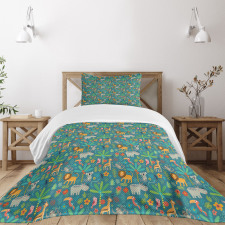 Hippo Parrot Koala and Deer Bedspread Set