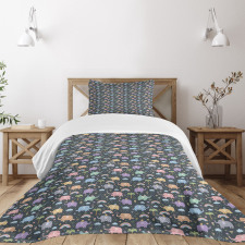 Colorful Elephants Birds Bedspread Set