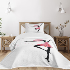 Floral Woman Dancing Bedspread Set