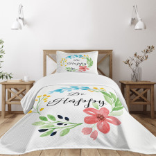 Watercolor Floral Wreath Bedspread Set