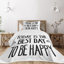 Hand-drawn Flowers Text Bedspread Set