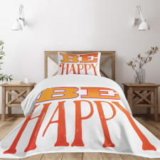 Sketchy Style Text Words Bedspread Set