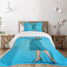 Pop Art Retro Stewardess Bedspread Set