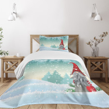 Elf Tomte Standing on Snow Bedspread Set