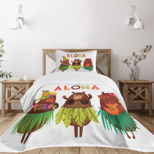 Funny Bears in Hawaii Bedspread Set